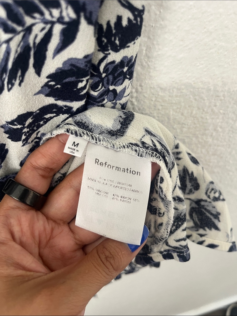 Reformation Gianni Blue White Mini dress in Orangerie fruit print, size M - Picture 5 of 8